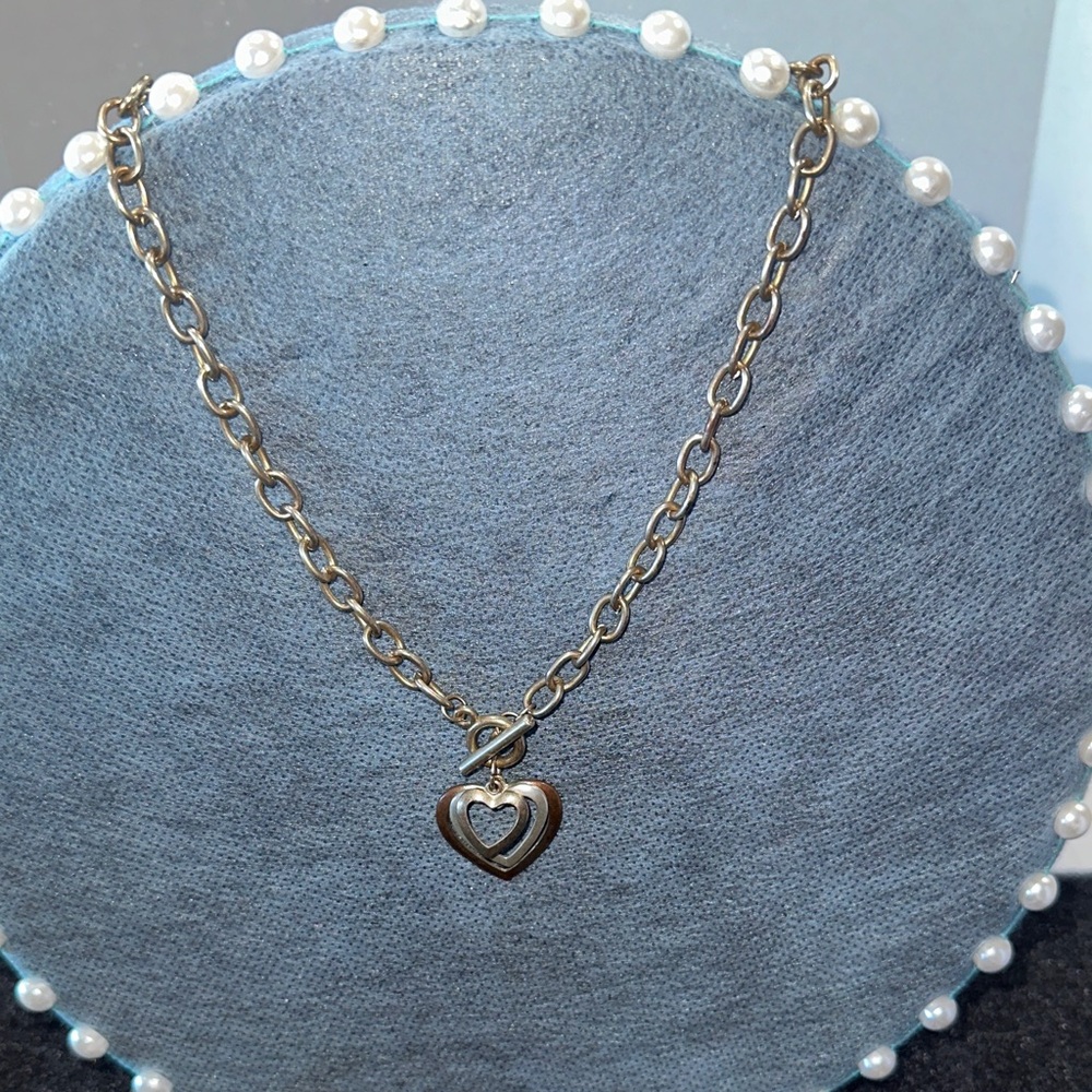 Two tone heart necklace